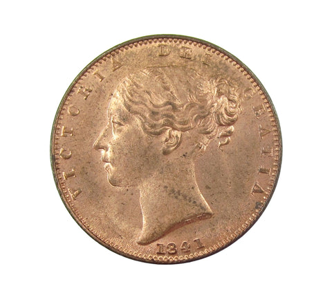 Victoria 1841 Farthing - Unbarred A's - UNC