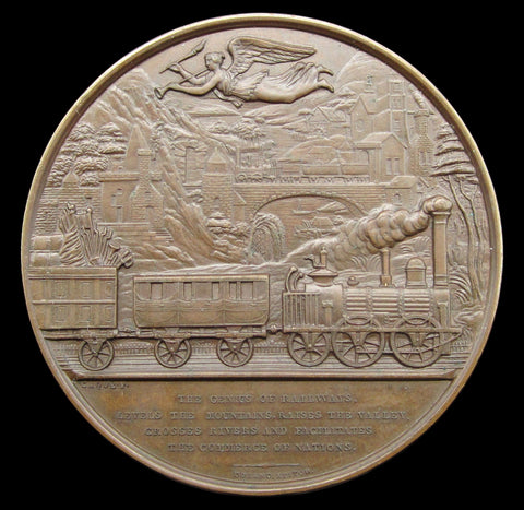 France 1843 Steamship & Railway 52mm Bronze Medal - By Caque