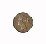 Victoria 1843 Halfpenny - NGC MS65