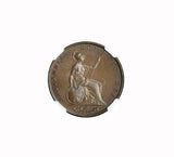 Victoria 1843 Halfpenny - NGC MS65