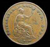 Victoria 1844 Penny - DFF Error - VF