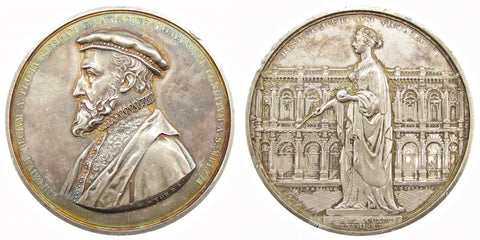 1844 Opening Of The Royal Exchange 74mm Silver Medal - By Wyon