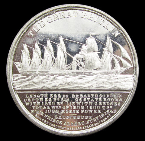 1845 SS Great Britain Voyage From Bristol To London 44mm Medal - By Davis