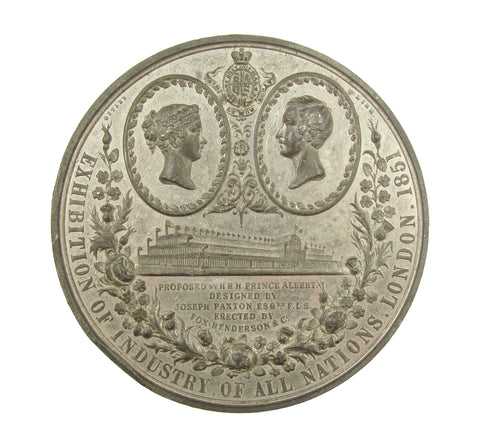 1851 Great Exhibition Of Industry 74mm White Metal Medal - By Ottley