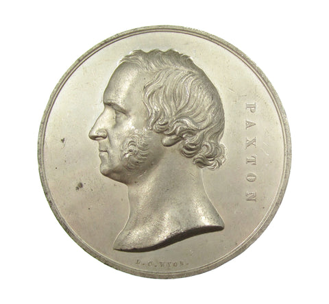 1854 Crystal Palace 'Paxton' 64mm White Metal Medal - By Wyon