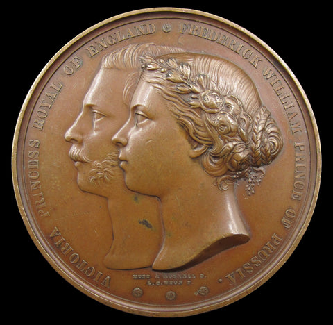1858 Marriage Of Victoria To Frederick Of Prussia 63mm Medal - By Wyon