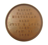 1859 Death Of Henry Hallam 64mm Cased Medal - By Wyon