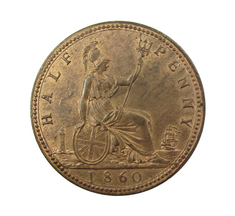 Victoria 1860 Halfpenny - F258 - A/UNC