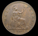 Victoria 1860 Halfpenny - Freeman 258 - EF