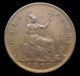 Victoria 1860 Halfpenny - Freeman 261 - EF