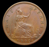 Victoria 1860 Halfpenny - Freeman 266 - A/UNC