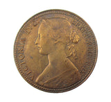 Victoria 1860 Penny - Beaded Border F6 - GVF