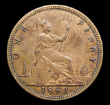 Victoria 1861 Penny - Freeman 18 - NEF