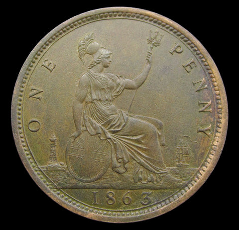 Victoria 1863 Penny - GVF+