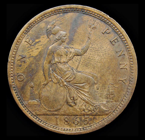 Victoria 1865 Penny - GVF+