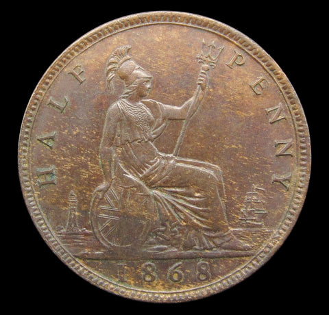 Victoria 1868 Halfpenny - GVF