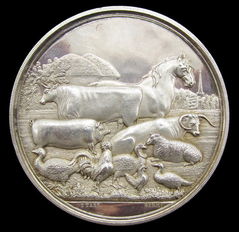 1868 West Lothian Agricultural Association 53mm Silver Medal - By Ottley