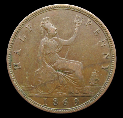 Victoria 1869 Halfpenny - NVF