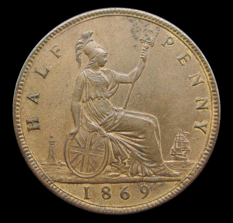 Victoria 1869 Halfpenny - GVF