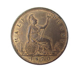 Victoria 1870 Halfpenny - EF