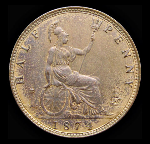 Victoria 1874 Halfpenny - Freeman 317 - EF