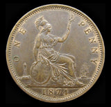 Victoria 1874 H Penny - Freeman 66 - EF