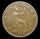 Victoria 1874 H Farthing- G/G Sideways - Fine