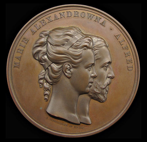 1874 Marriage Of Albert & Marie Of Russia 63mm Copper Medal