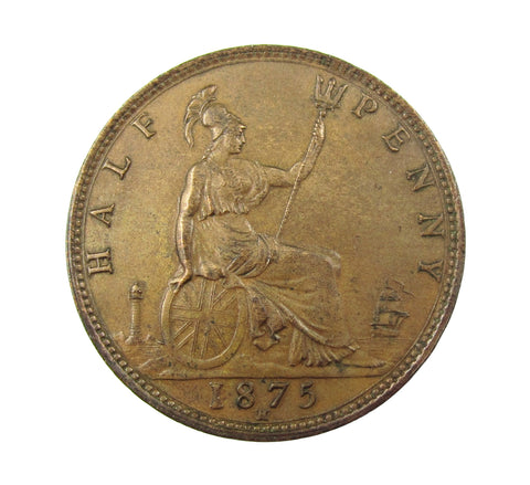 Victoria 1875 H Halfpenny - F323 - GVF