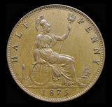 Victoria 1875 Halfpenny - EF