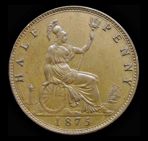 Victoria 1875 Halfpenny - EF