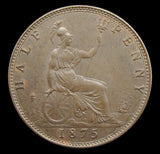 Victoria 1875 Halfpenny - Freeman 321 - EF