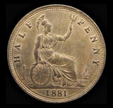 Victoria 1881 Halfpenny - Freeman 342 - A/UNC