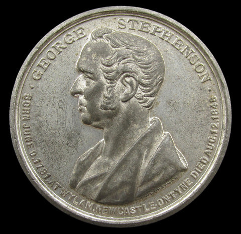 1881 George Stephenson Centenary 45mm White Metal Medal