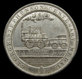 1881 George Stephenson Centenary 45mm White Metal Medal