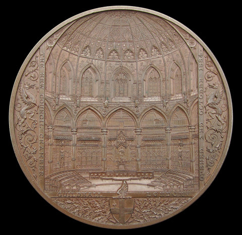 1884 New Council Chamber Guildhall 77mm Medal - By Wyon
