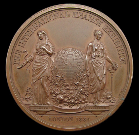 1884 International Health Exhibition Cased Bronze Medal - By Wyon