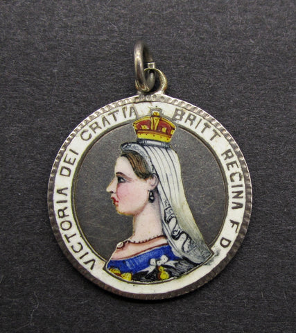 Victoria 1887 Shilling - Enamelled