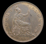 Victoria 1887 Halfpenny - Freeman 358 - EF