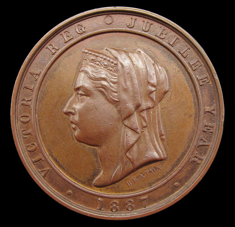 1887 Victoria Golden Jubilee 32mm Bronze Medal By Heaton - Cased