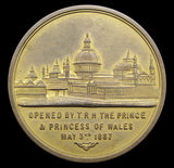 1887 Manchester Royal Jubilee Exhibition 44mm Gilt Bronze Medal - By Heaton