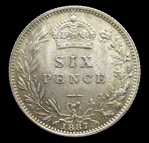 Victoria 1887 Sixpence - UNC