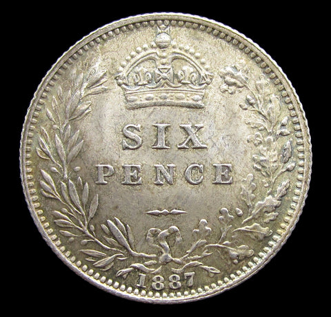 Victoria 1887 Sixpence - UNC