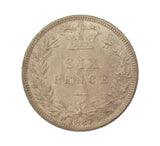 Victoria 1887 Young Head Sixpence - EF