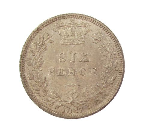 Victoria 1887 Young Head Sixpence - EF