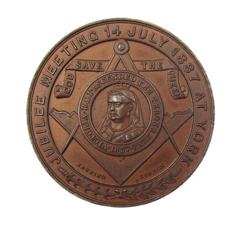 1887 Jubilee North & East Yorkshire Grand Lodge 38mm Bronze Medal
