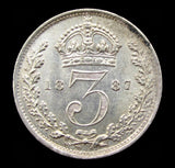 Victoria 1887 Threepence - UNC