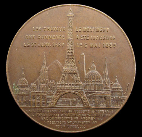 France 1889 Paris Eiffel Tower Ascent 42mm Medal