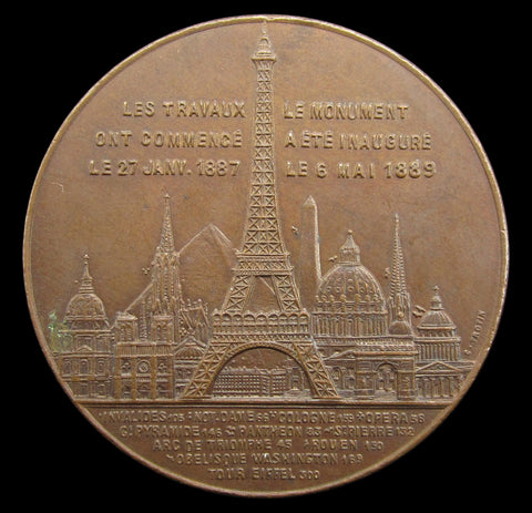France 1889 Paris Eiffel Tower Ascent 42mm Medal