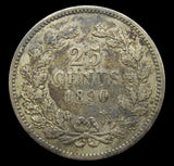 Netherlands 1890 Wilhelm II 25 Cents - Without Dot After Date